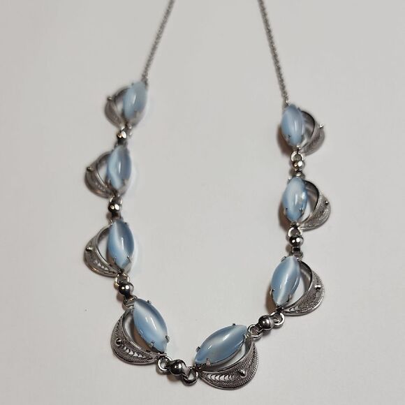 Vintage Sterling Silver 925 Alice Caviness Moon Stone Necklace 16" - Picture 1 of 3